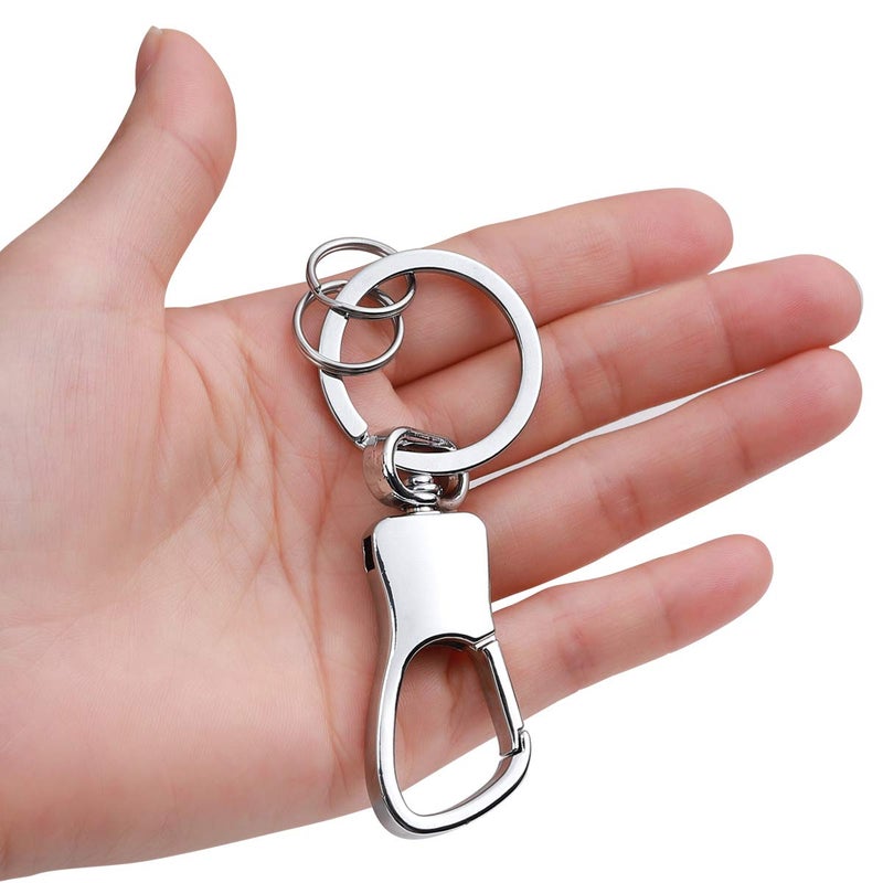 feb.7 Carabiners Key Car Keychain for Men and Women with 2 Key Rings Stainless Steel Metal Quick Release Holder for Belt - (Set of 2, Black & Sliver) - Image 4